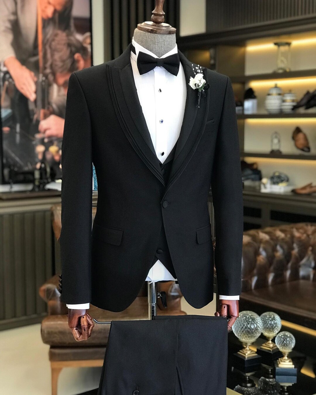 Black Slimfit Tuxedo Wedding Tuxedo 4 Pieces Slim Fit Etsy
