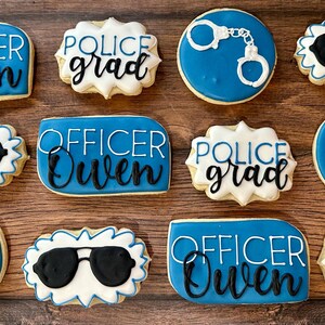 Police Officer Graduation Decorated Cookies/Police Academy Graduation/Police Retirement Party/New Police Officer/Police grad/12 Cookies