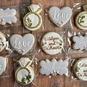 Classy Engagement Themed Decorated Cookies