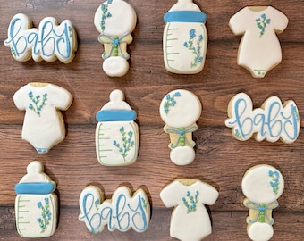 Blueberry Themed Baby Shower/ Blueberry Boy Shower/Blueberry Baby-12 Cookies