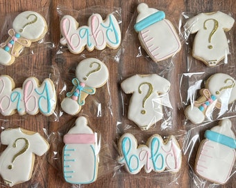 Classic Gender Reveal Decorated Sugar Cookies-12 Cookies