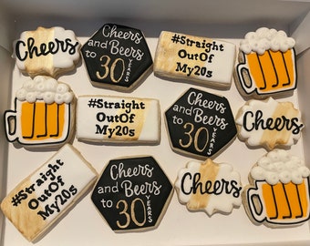 Cheers and Beers to 30 Years Birthday Cookies