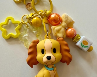 Dije de bolso con diseño de perro de dibujos animados: llavero, accesorio para diario, decoración de mochila, regalo para amantes de los perros