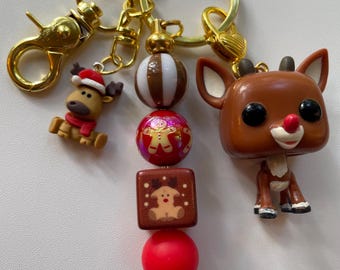 Dije de reno para bolso: llavero navideño, accesorio para diario, regalo navideño, dije para mochila o bolso.