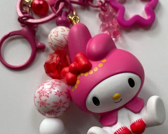 Abalorio para bolso de gatito navideño y sus amigos: accesorio para diario basura, llavero para mochila o bolso, llavero
