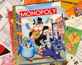 Kit de juegos para diario creativo: kit de libros pequeños dorados, álbum de recortes, paquete de efímeros, para amantes de los juegos de mesa, piezas de juego.