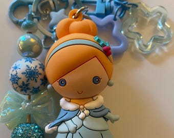 Llavero con dije de princesa navideña para bolso, accesorio para diario, álbum de recortes, planificador, llavero, regalo navideño
