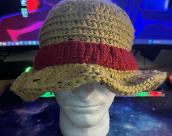Crocheted Luffy Straw Hat: One Piece Anime Cosplay