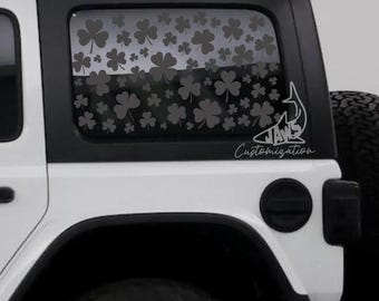 Calcomanía Clover para la ventana trasera del techo rígido - Compatible con Jeep Wrangler JKU JLU / 4 puertas / Calcomanías todoterreno / Calcomanía femenina para auto