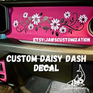 Custom Daisy Flower Vine Dashboard Glove Box Vinyl Decal Sticker |Fits Jeep 2018-Current Wrangler / Gladiator| JL & JT Dash Decal