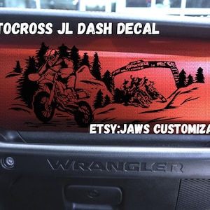 Motocross Dashboard Glove Box Vinyl Decal Sticker |Fits Jeep 2018-Current Wrangler / Gladiator| JL & JT Dash Decal