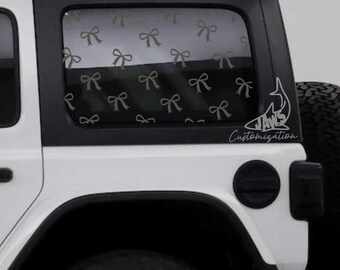Simple Ribbon Bows Rear Hardtop Window Decal- Fits Jeep Wrangler JKU JLU | 4 Door | Offroad Decals | Girly Car Decal