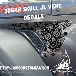 Custom Sugar Skull JL Vent - Set of 2 |Vinyl Decal Sticker |Fits Jeep Wrangler / Gladiator|  JL & JT Vent Decal