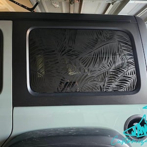 Palm Tree Tropical Leaves Rear Hardtop Window Decal- Fits Jeep Wrangler JKU JLU | 4 Door | Offroad Decals | Girly Car Decal
