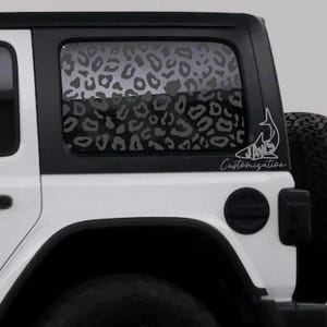 Calcomanía de leopardo para ventana trasera rígida - Compatible con Jeep Wrangler JKU JLU / 4 puertas / Calcomanías todoterreno / Calcomanía femenina para auto