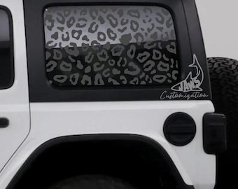 Leopard Rear Hardtop Window Decal- Fits Jeep Wrangler JKU JLU | 4 Door | Offroad Decals | Girly Car Decal