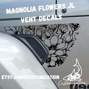 Magnolia JL Vent - Set of 2 |Vinyl Decal Sticker |Fits Jeep Wrangler / Gladiator|  JL & JT Vent Decal