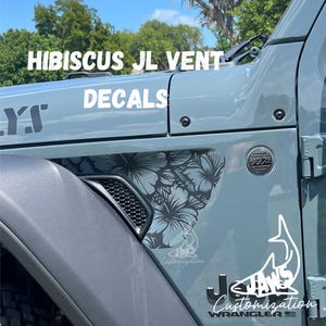 Custom Hibiscus JL Vent - Set di 2 / Adesivo in vinile / Adatto per Jeep Wrangler / Gladiator / JL e JT Vent Decal