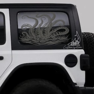 Kraken Rear Hardtop Window Decal- Fits Jeep Wrangler JKU JLU | 4 Door | Offroad Decals | Girly Car Decal