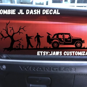 Zombie Graveyard Spooky Halloween Dashboard Glove Box Vinyl Decal Sticker |Fits Jeep Wrangler / Gladiator| JL & JT Dash Decal