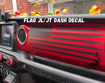 Custom Flag Dashboard Glove Box Vinyl Decal Sticker |Fits Jeep 2018-Current Wrangler / Gladiator| JL & JT Dash Decal