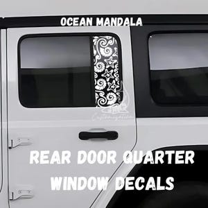 Ocean Mandala Rear Door Window Decals- Set of 2| Fits Jeep Wrangler JKU JLU | 4 Door | Offroad Decals | Girly Car Decal