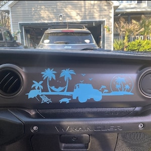 Custom Beach Wrangler/Gladiator Dashboard Glove Box Vinyl Decal Sticker |Fits Jeep Wrangler / Gladiator| JL & JT Dash Decal