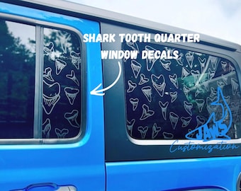 Calcomanías para ventana trasera de puerta con dientes de tiburón (juego de 2) para Jeep Wrangler JKU JLU, 4 puertas, todoterreno, para coche femenino