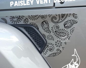 Pegatinas personalizadas Paisley para rejilla de ventilación JL - Juego de 2 / Calcomanías de vinilo / Compatibles con Jeep Wrangler / Gladiator / JL y JT