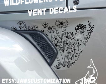 Custom Wildflower JL Vent - Set of 2 |Vinyl Decal Sticker |Fits Jeep Wrangler / Gladiator|  JL & JT Vent Decal