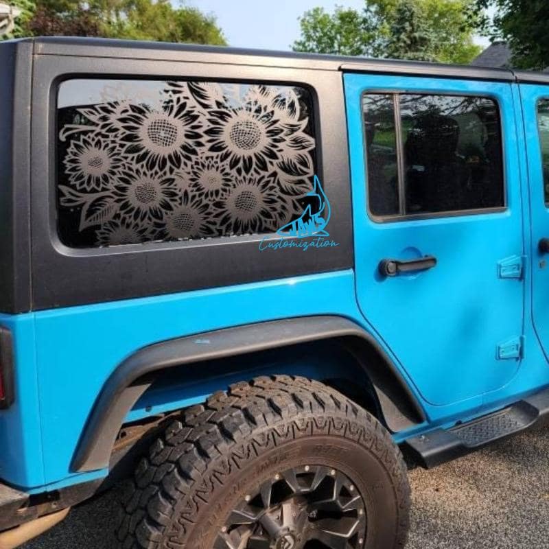 Pa Paire De Cache Vitres Arrière En Aluminium Pour Jeep Wrangler JK 4 Portes 2007-2017 – Look Sportif