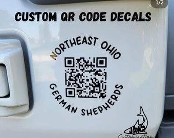 Custom QR Code Decals w/ Text | For SUV, Cars, 4x4, Businesses | Custom Sizes & Colors|
