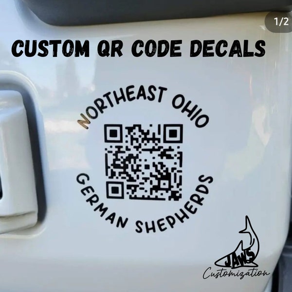 Adesivos personalizados com código QR e texto | Para SUVs, carros, veículos 4x4 e empresas | Tamanhos e cores personalizados |
