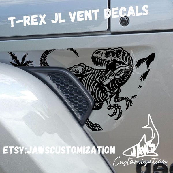 T-Rex Skeleton  JL Vent - Set of 2 |Vinyl Decal Sticker |Fits Jeep Wrangler / Gladiator|  JL & JT Vent Decal