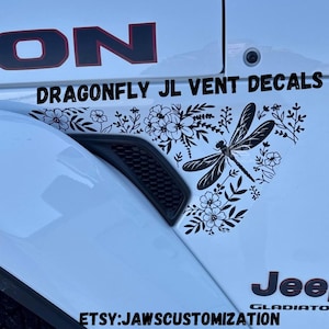 Custom Dragonfly and Flowers JL Vent - Set of 2 |Vinyl Decal Sticker |Fits Jeep Wrangler / Gladiator|  JL & JT Vent Decal