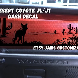 Desert Coyote Dashboard Glove Box Vinyl Decal Sticker |Fits Jeep 2018-Current Wrangler / Gladiator| JL & JT Dash Decal