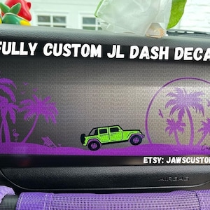 Custom Beach Dashboard Glove Box Vinyl Decal Sticker|Fits Jeep Wrangler / Gladiator| JL & JT Dash Decal