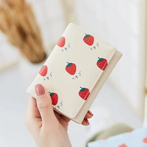 Kawaii Roze aardbei fruit cartoon Lady Short Wallet