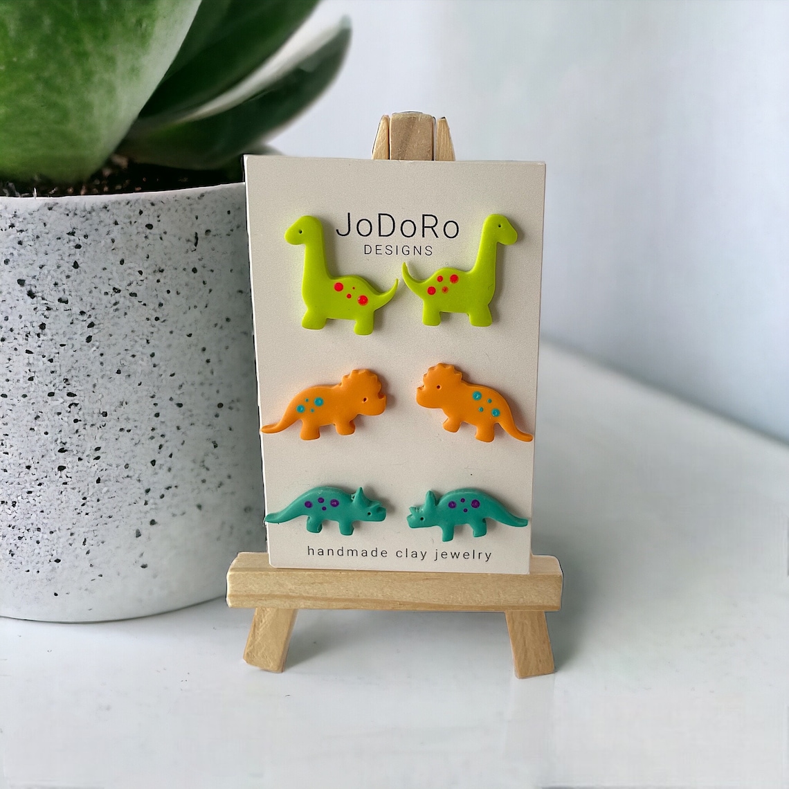 3D Dinosaur Stud Earrings - Cute Alloy Statement Earrings For Women, Birthday Gift, One Size (Green) - View #8