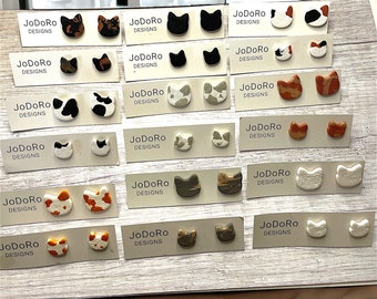 Cute Cat Stud Earrings  | Animal Studs | Cute Cat Gift Idea | Handmade Clay Earrings | Cute Kittens | Cat Earrings | Animal Earrings |