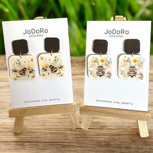 Klei hommel oorbellen | Lenteoorbellen | Clay Spring-oorbellen | Schattige oorbellen |  Hommeloorbellen | Bijenoorbellen | Bijenhangers