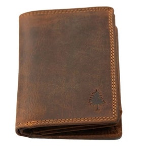 Greenwood Mens wallet - RFID Leather Wallet - Vintage Brown - Cash and Coin Holder