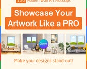 Wall Art Mockup Canva Template: Minimalist Interior Decor (Digital Download)