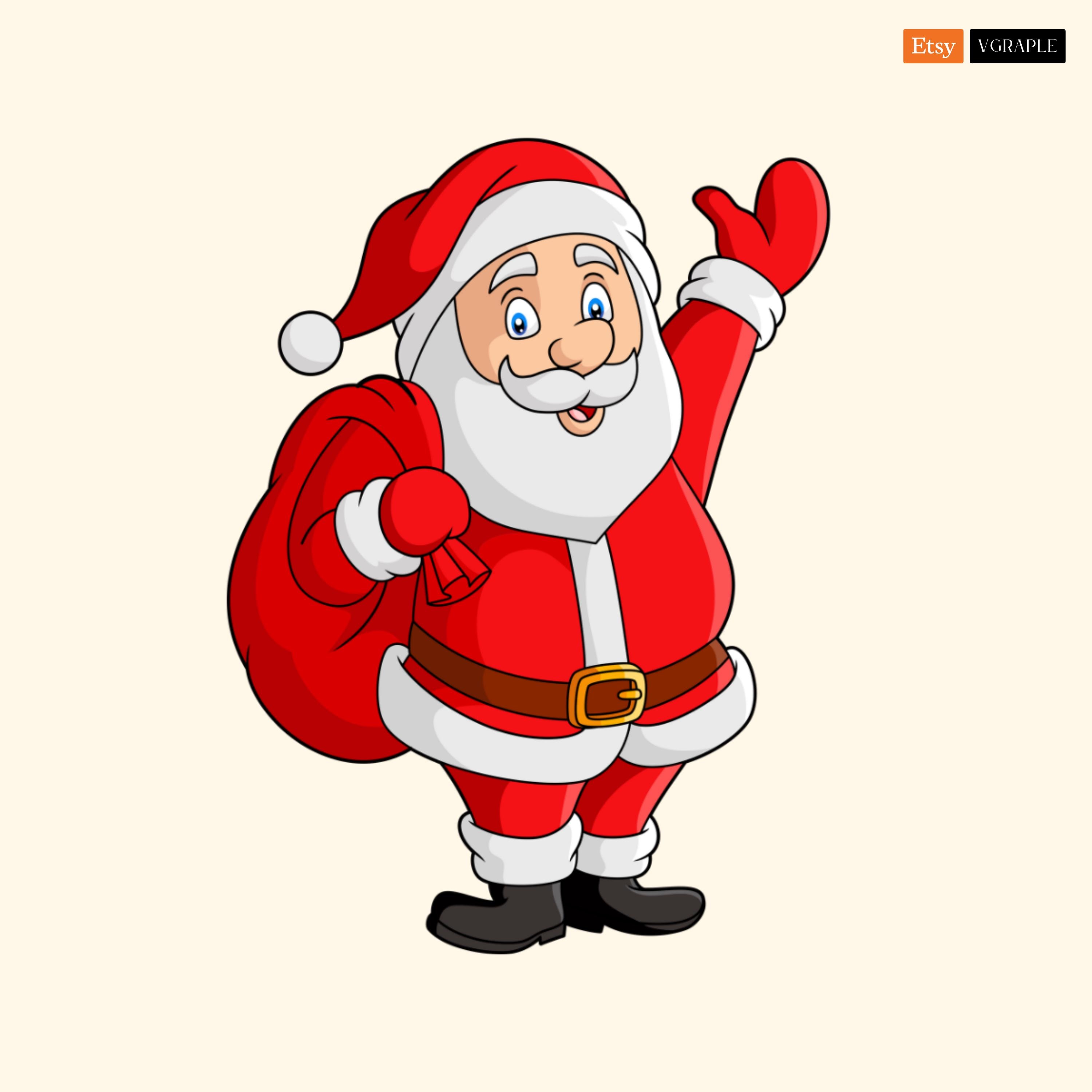 Santa Claus Illustration - Digital Download SVG PNG - Festive Christmas ...