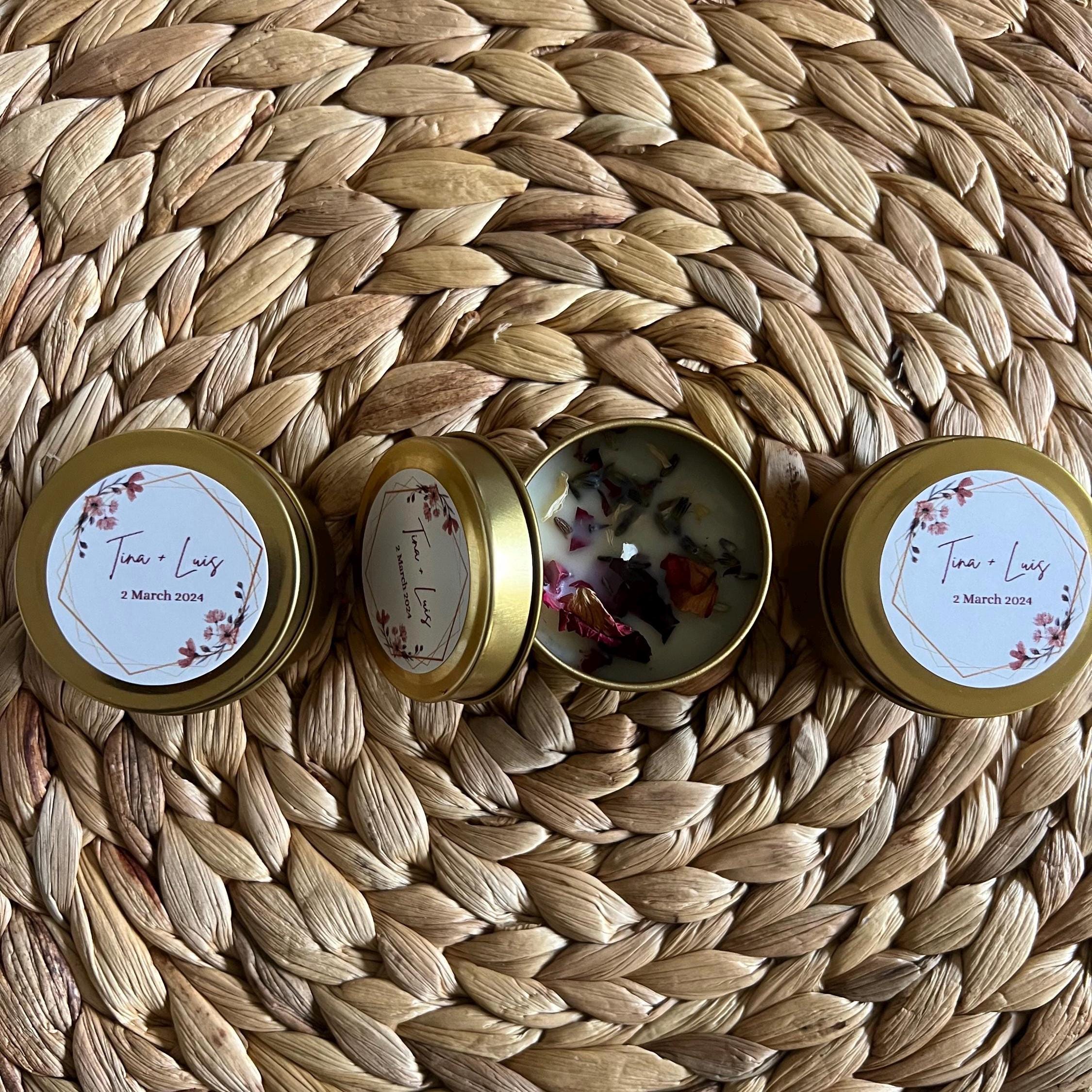 Custom Gold Tin Wedding Favour Candles - Etsy Australia