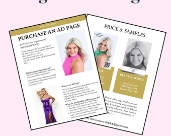 Pageant Sponsorship Template Canva | Ad Page for Fundraising & Business Sponsors | Editable and Instant Download