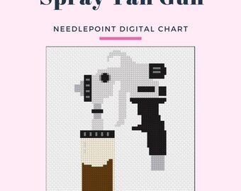 Spray Tan Gun Needlepoint Chart | Esthetician Needlepoint Pattern | Spray Tan Artist Gift | Salon Decor Stitch | Needlepoint