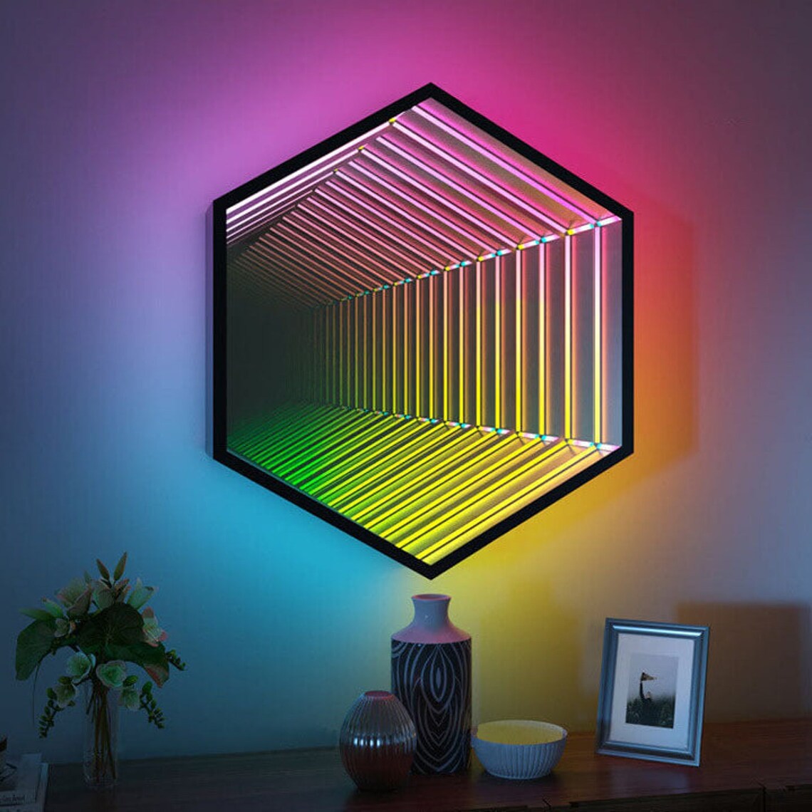LED LIGHT MIRROR Circle Infinity Mirrors for Wall Décor Retro Etsy