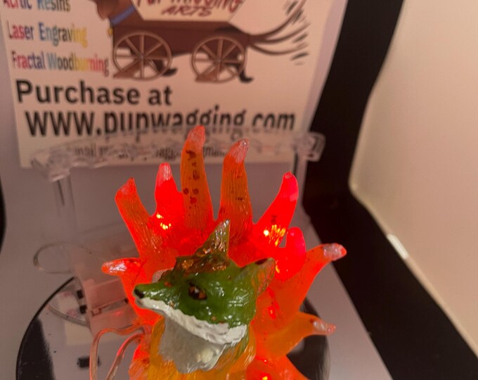 Orange and greenNine tailed fox demon night light glow in the dark with free black light