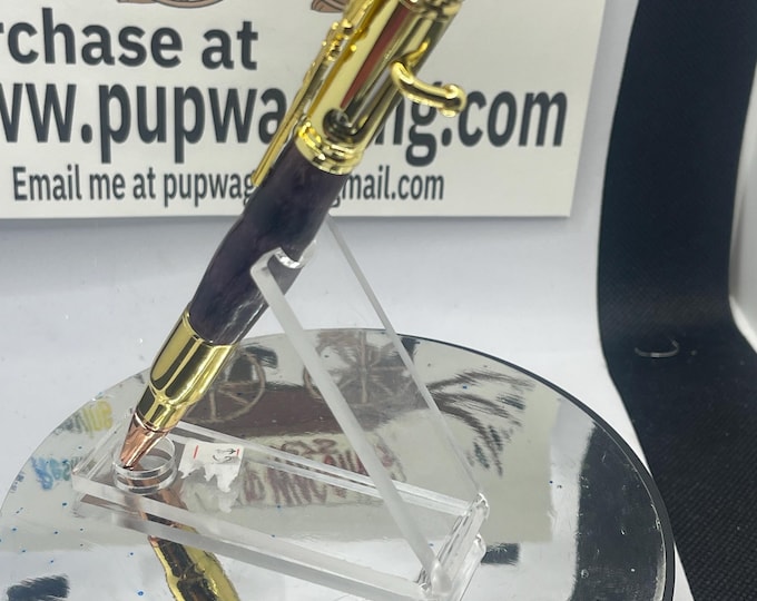 Bolt action bullet pen with in brass with purple Heartwood